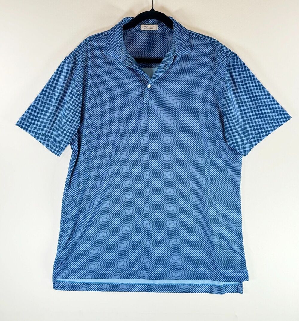 Peter Millar Mens Polo Shirt Blue Summer Comfort Performance Golf Stretch XL